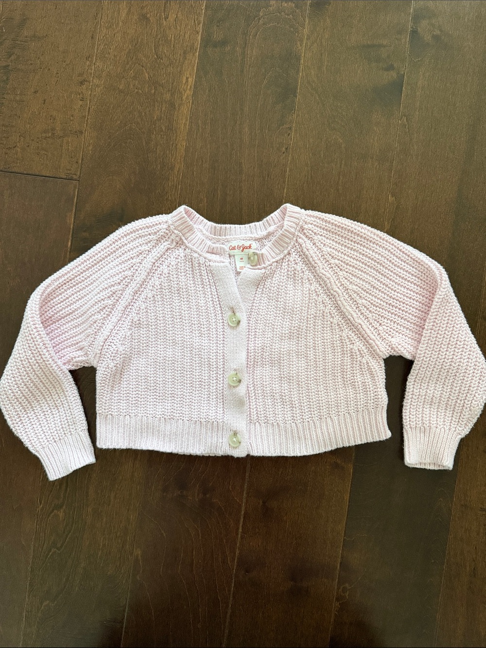 Cat & Jack Light Pink Cropped Button-Front Knit Cardigan
